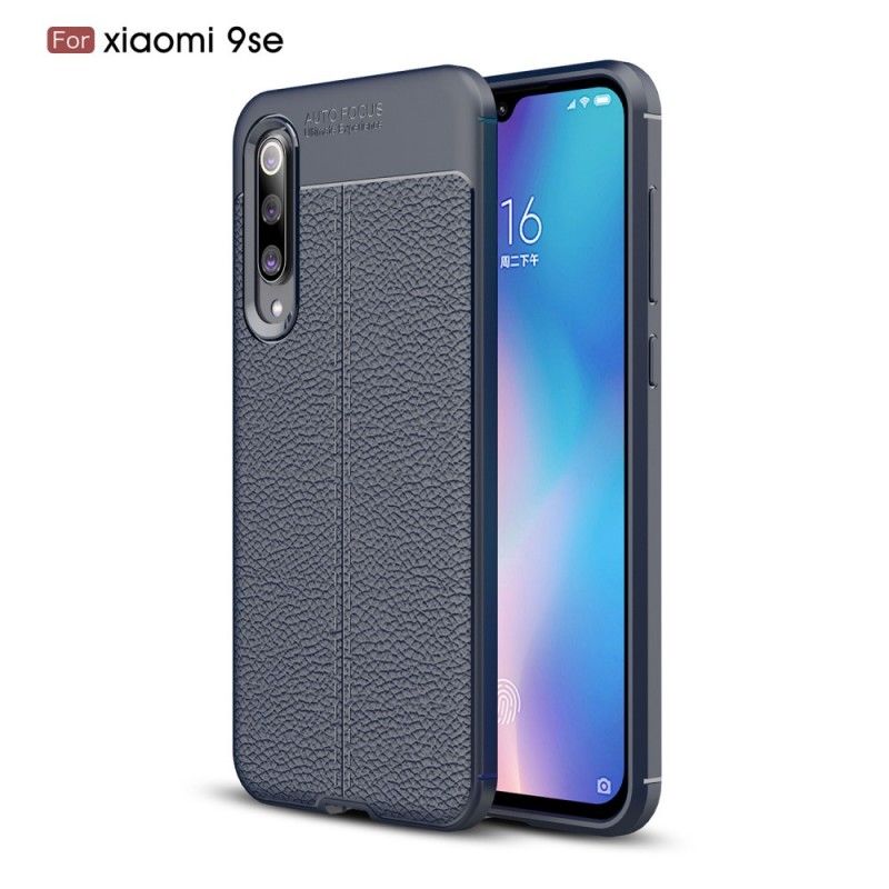 Deksel Xiaomi Mi 9 SE Svart Dobbeltlinjet Litchi-Skinneffekt