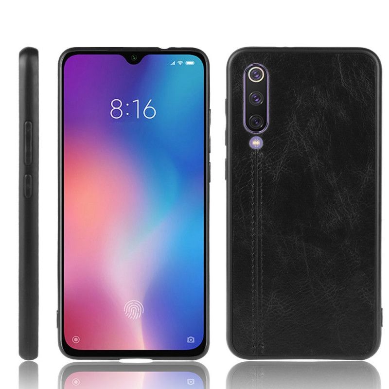 Deksel Xiaomi Mi 9 SE Svart Sydd Skinneffekt