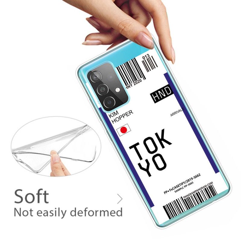 Deksel for Samsung Galaxy A32 5G Svart Boarding Pass Tokyo