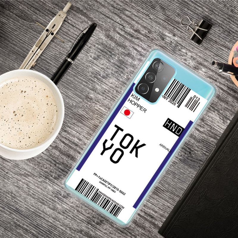 Deksel for Samsung Galaxy A32 5G Svart Boarding Pass Tokyo