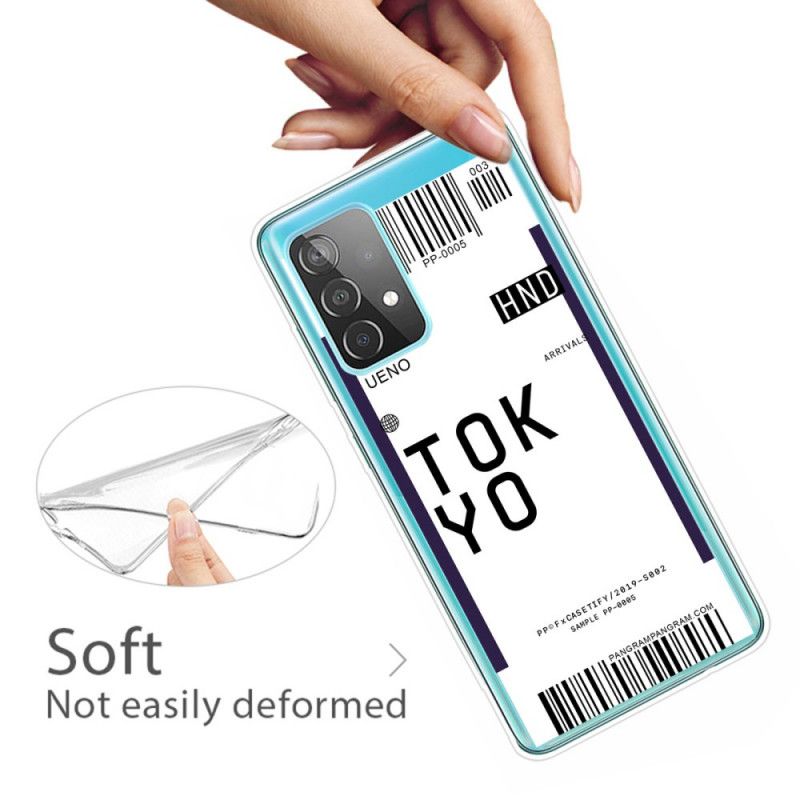 Deksel for Samsung Galaxy A32 5G Svart Boarding Pass Tokyo