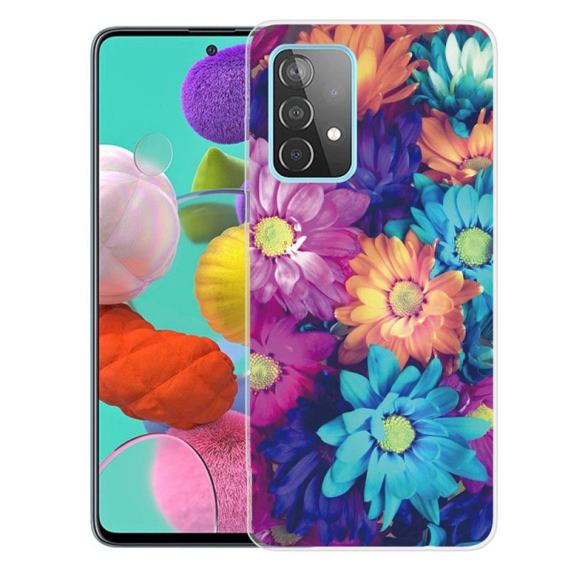 Deksel Samsung Galaxy A32 5G Oransje Fleksible Blomster