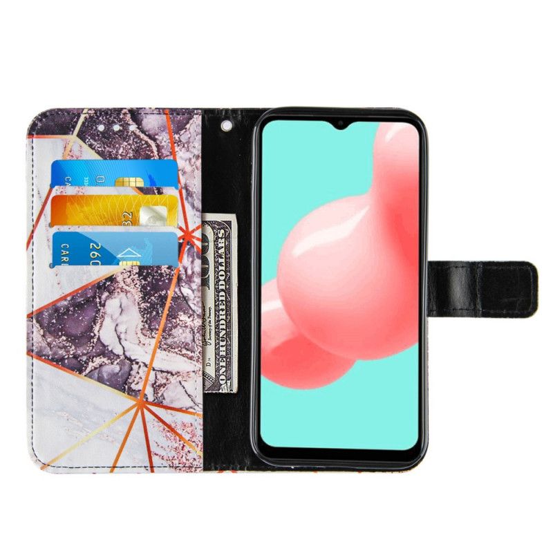 Folio Deksel for Samsung Galaxy A32 5G Rosa Geometrisk Marmor