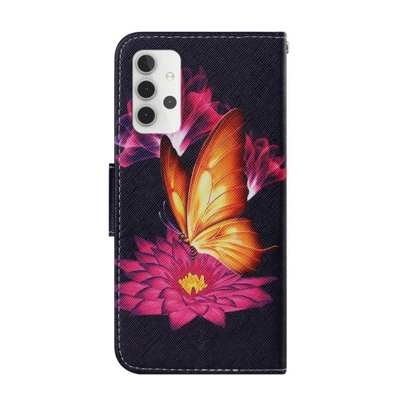 Folio Deksel for Samsung Galaxy A32 5G Sommerfugl Og Lotus