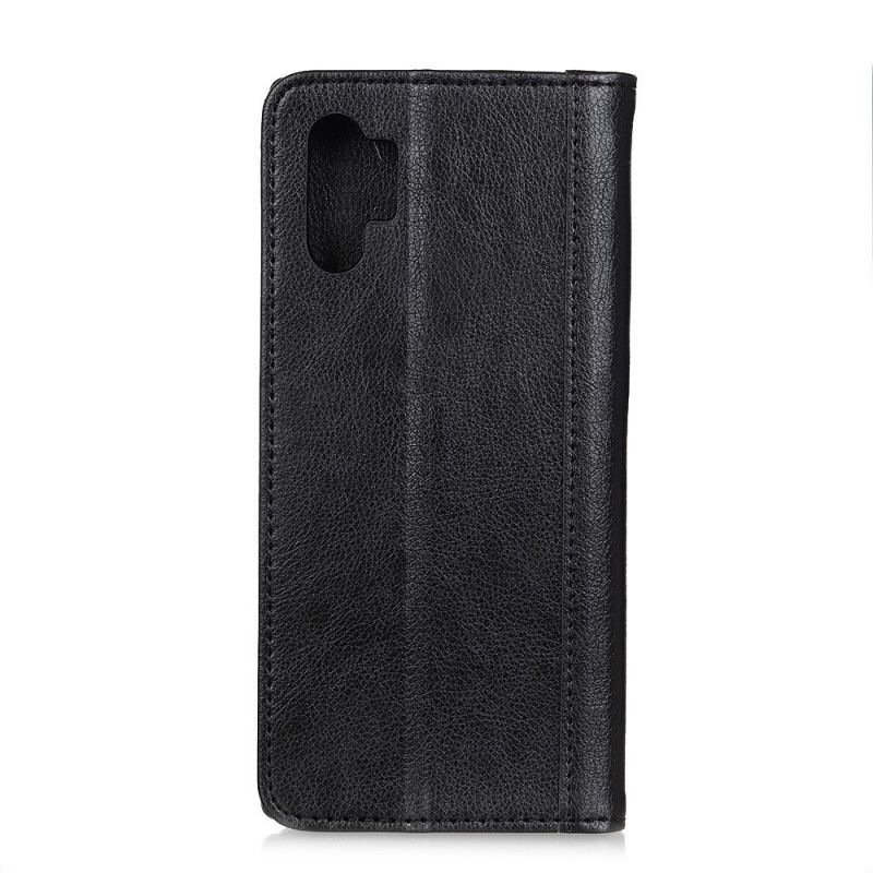 Folio Deksel for Samsung Galaxy A32 5G Svart Forretningslychee Delt Skinn