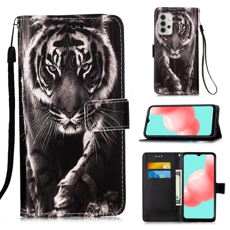 Folio Deksel Samsung Galaxy A32 5G Natt Tiger Beskyttelse