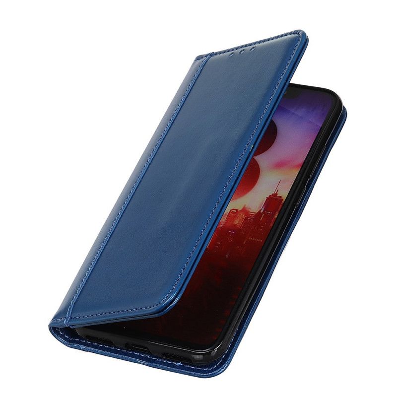 Folio Deksel Samsung Galaxy A32 5G Svart Skinnende Delt Skinn