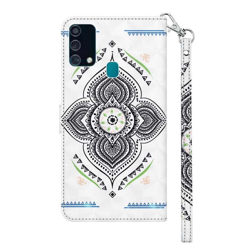 Lærdeksel Folio Deksel Samsung Galaxy A32 5G Lys Flekker Mandala Med Stropp