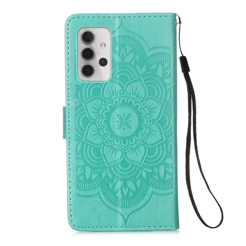 Lærdeksel Folio Deksel Samsung Galaxy A32 5G Svart Mobildeksel Dreamcatcher-Trykk Og Tanga