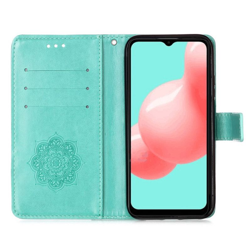 Lærdeksel Folio Deksel Samsung Galaxy A32 5G Svart Mobildeksel Dreamcatcher-Trykk Og Tanga