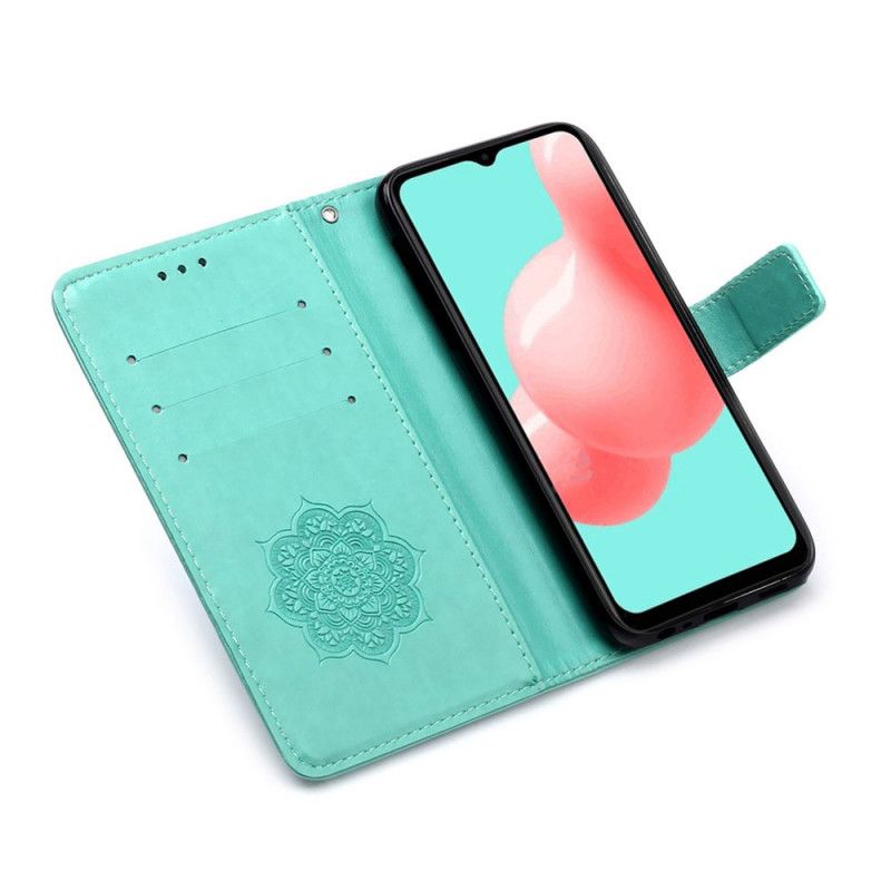 Lærdeksel Folio Deksel Samsung Galaxy A32 5G Svart Mobildeksel Dreamcatcher-Trykk Og Tanga