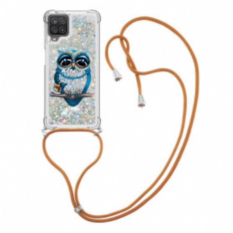 Deksel Til Samsung Galaxy M12 / A12 Med Snor Paljett Snøring Miss Owl