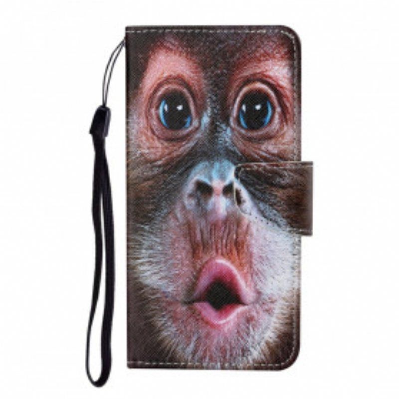 Folio Deksel Til Samsung Galaxy M12 / A12 Med Kjede Thong Monkey