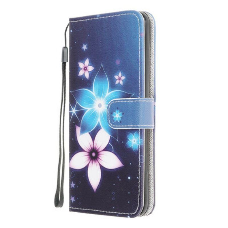 Lærdeksel Til Samsung Galaxy M12 / A12 Med Kjede Lunar Strap Blomster