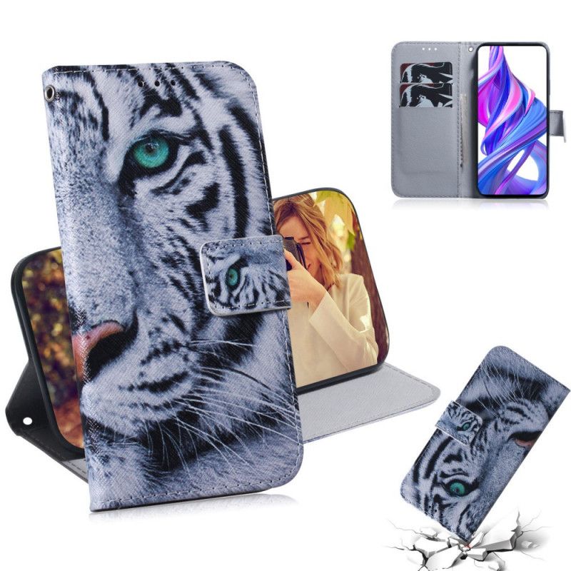 Folio Deksel for Huawei P Smart Pro Pro Hvit Tiger