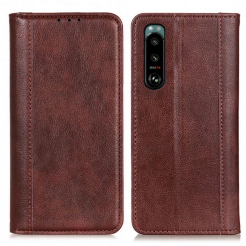 Folio Deksel Lær Sony Xperia 5 Iii Mobildeksel Klassisk Split Litchi Leather