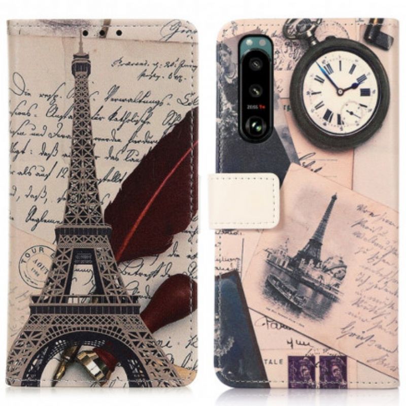 Folio Deksel Sony Xperia 5 Iii Eiffeltårnet Til Poeten