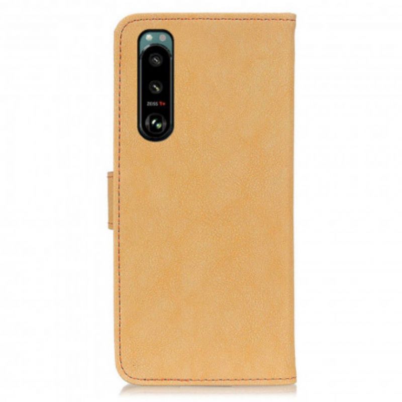 Folio Deksel Sony Xperia 5 Iii Faux Leather Split Retro Khazneh Beskyttelse Deksel