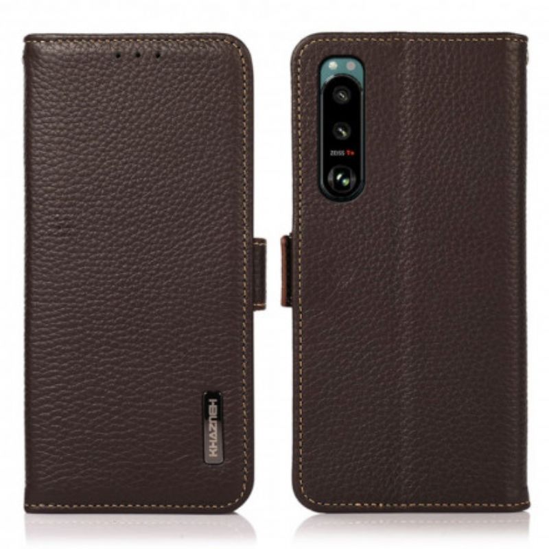 Folio Deksel Sony Xperia 5 Iii Litchi Leather Khazneh Rfid