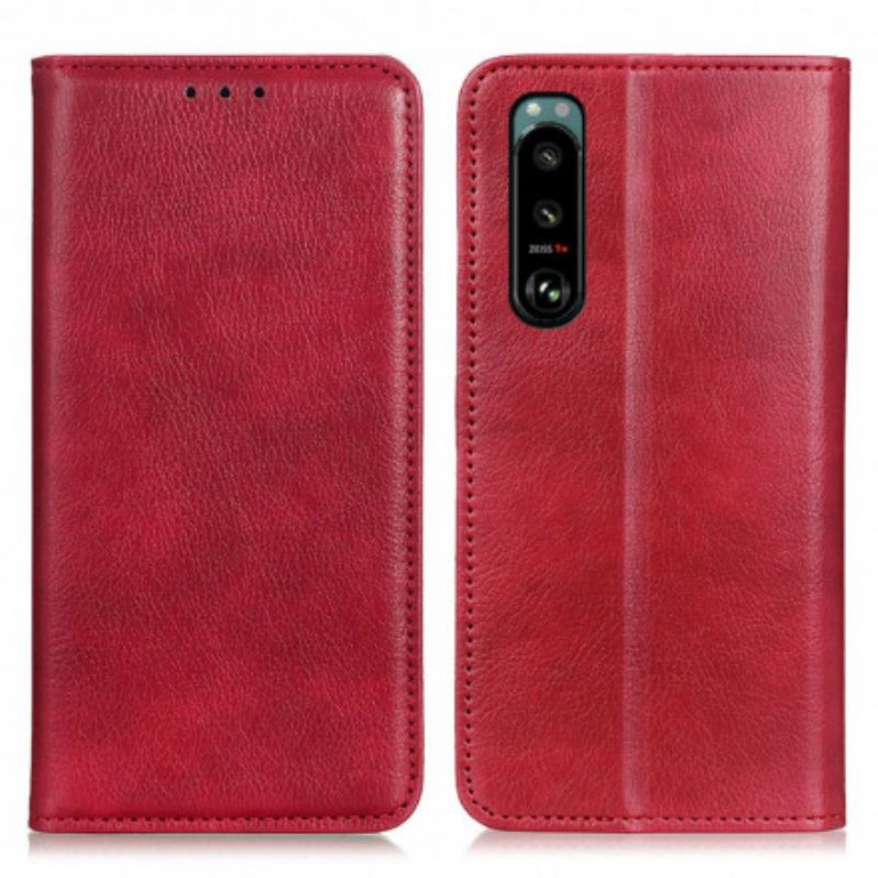 Folio Deksel Til Sony Xperia 5 Iii Single Split Litchi Leather