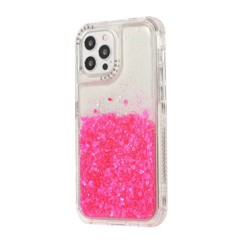 Deksel for iPhone 12 / 12 Pro Magenta Glitterpulver