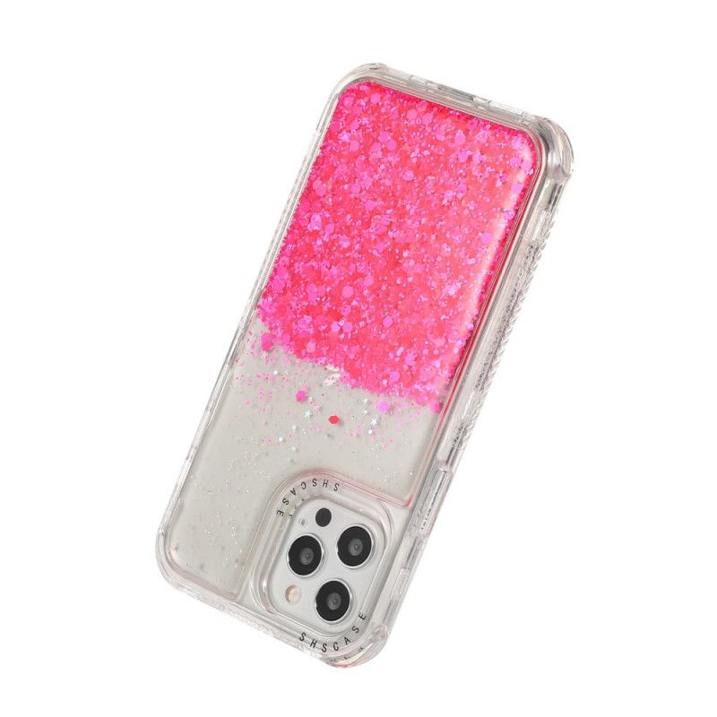 Deksel for iPhone 12 / 12 Pro Magenta Glitterpulver