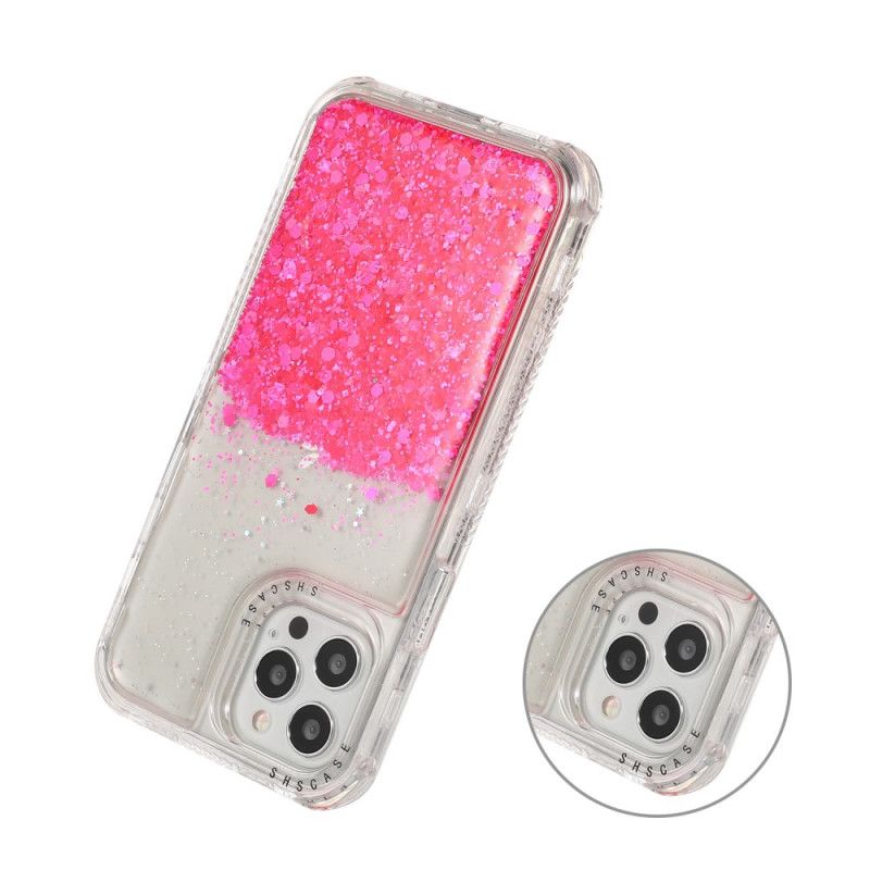 Deksel for iPhone 12 / 12 Pro Magenta Glitterpulver