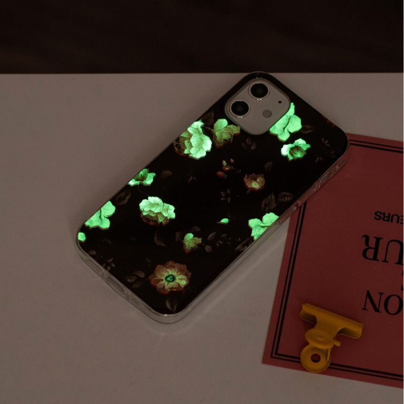 Deksel iPhone 12 / 12 Pro Svart Fluorescerende Blomsterserie