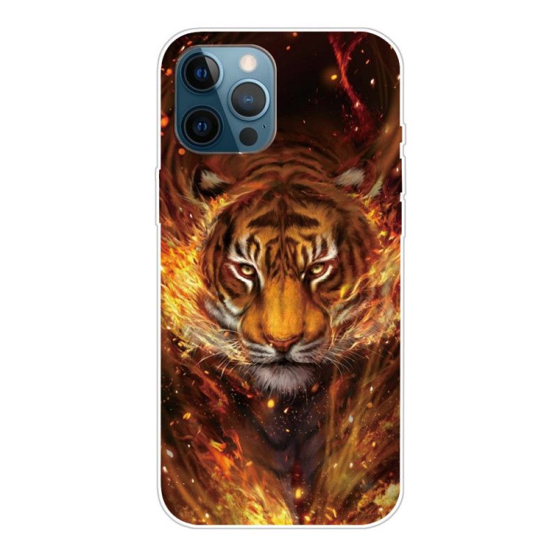 Deksel iPhone 12 / 12 Pro Svart Mobildeksel Fleksibel Tiger