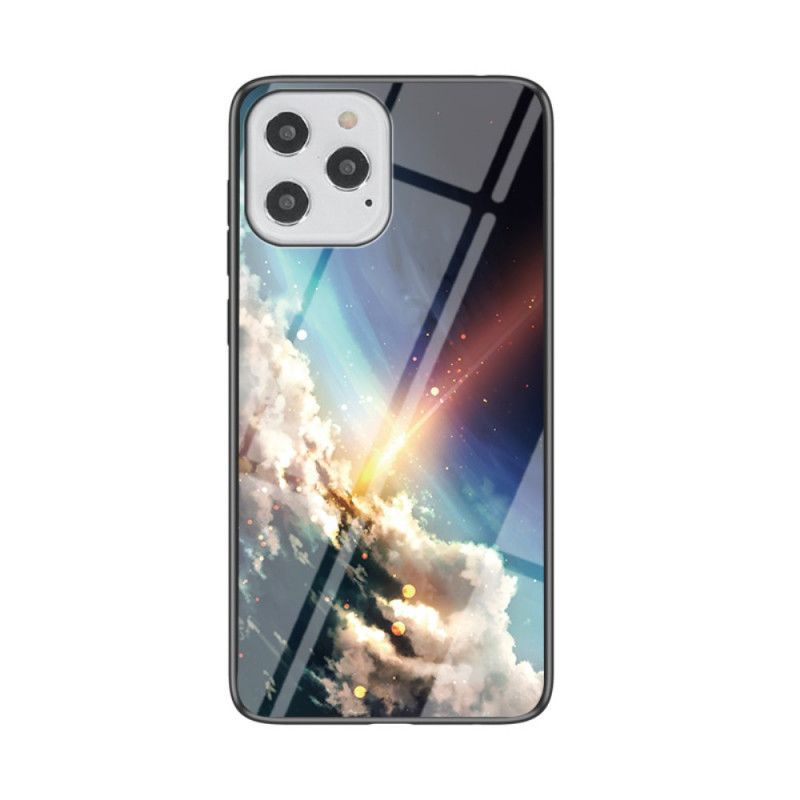 Deksel iPhone 12 / 12 Pro Svart Stjernehimmel Herdet Glass