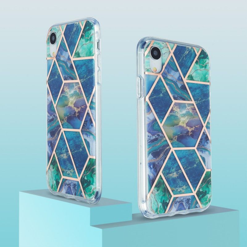 Deksel for iPhone XR Hvit Prangende Geometrisk Marmor