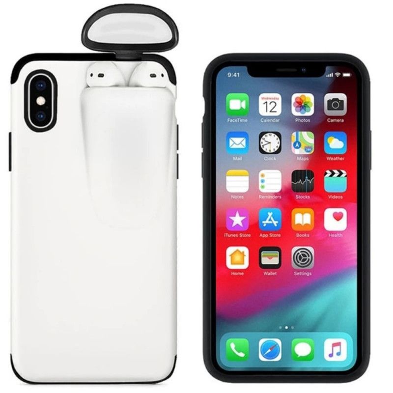 Deksel for iPhone XR Svart 2-I-1 Airpods-Sak