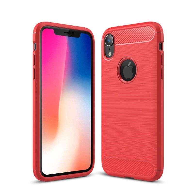 Deksel for iPhone XR Svart Børstet Karbonfiber