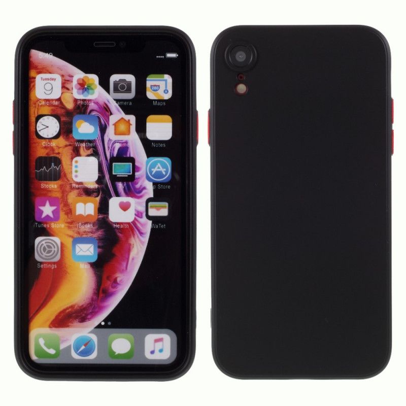 Deksel for iPhone XR Svart Fleksibel Silikonfarget Knapp