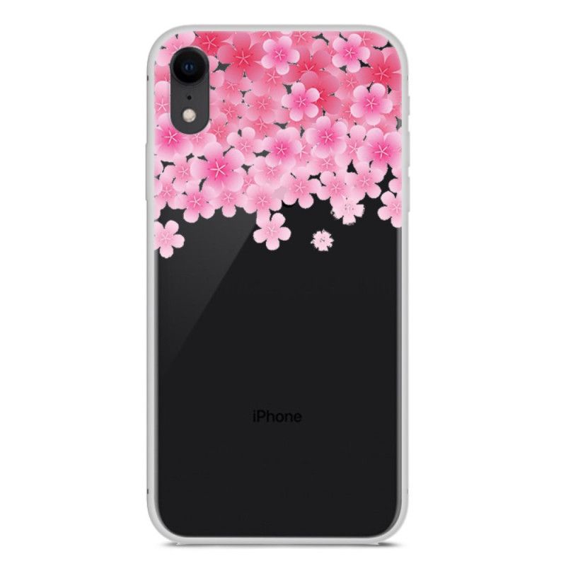 Deksel iPhone XR Hvit Mobildeksel Blomster Og Hjerter