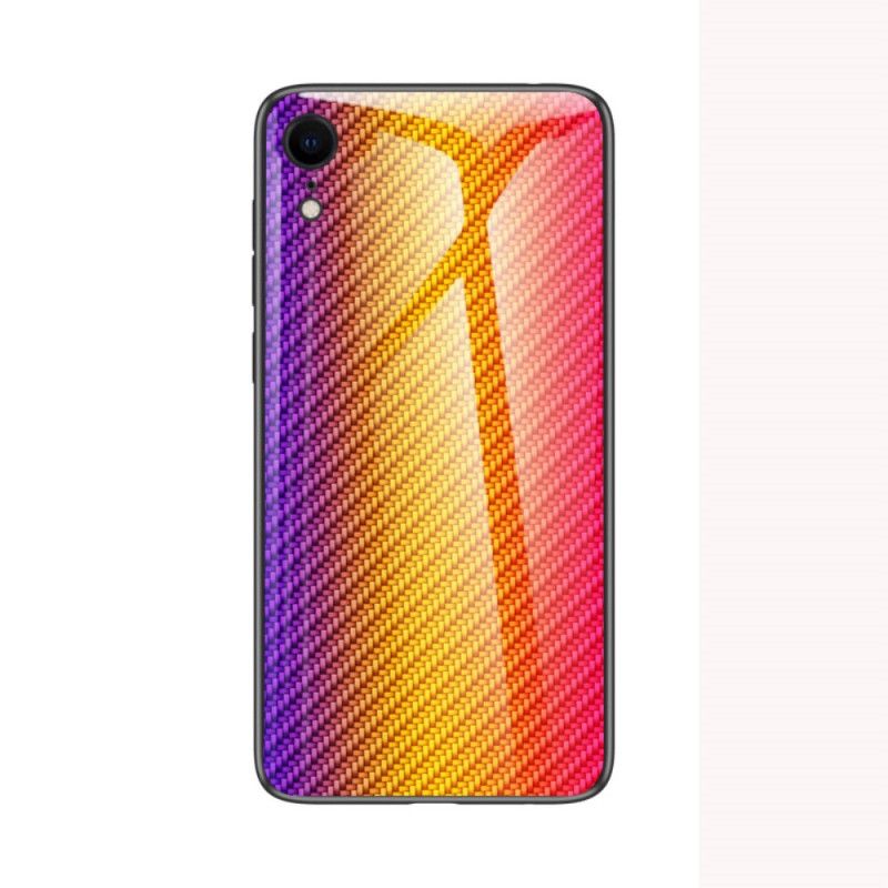 Deksel iPhone XR Svart Herdet Glass I Karbonfiber