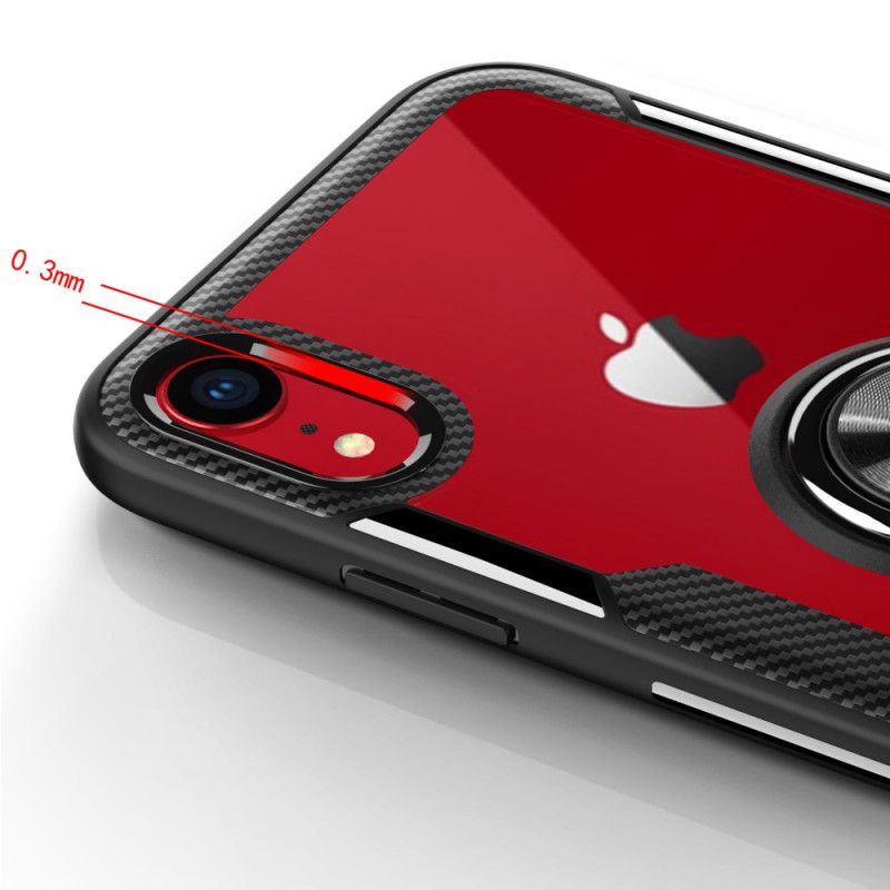 Deksel iPhone XR Svart Herdet Glass Med Ringstøtte Beskyttelse