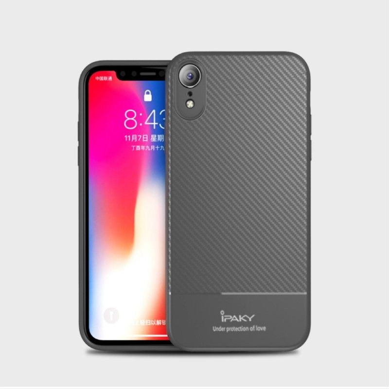 Deksel iPhone XR Svart Ipaky Karbonfiber Anti-fall