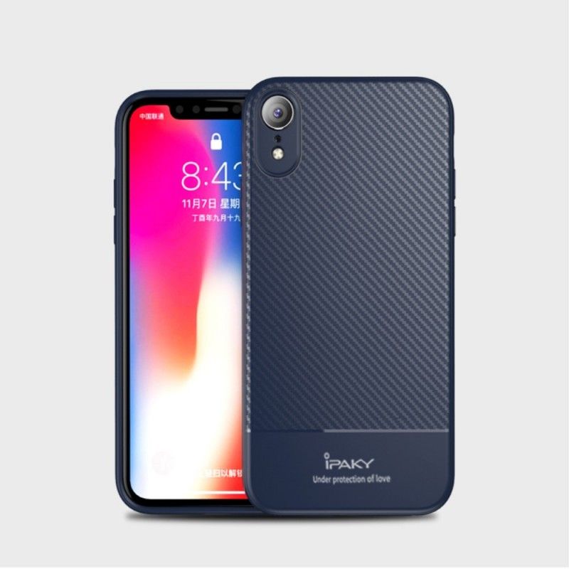 Deksel iPhone XR Svart Ipaky Karbonfiber Anti-fall