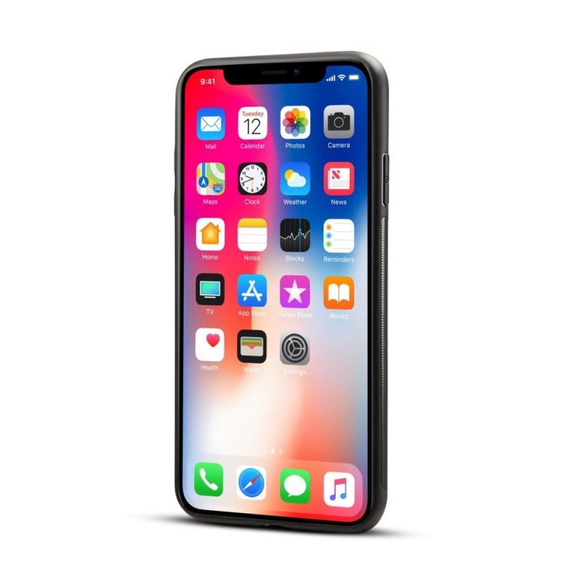 Deksel iPhone XR Svart Kortholder I Imitert Lær