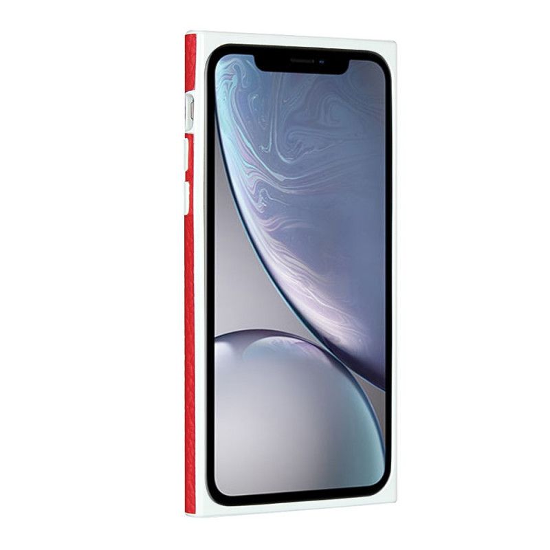 Deksel iPhone XR Svart Mobildeksel Ekte Kortholder Av Litcheskinn Med Snor