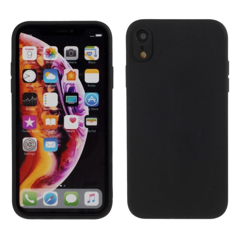 Deksel iPhone XR Svart Ren Fargematte Silikon