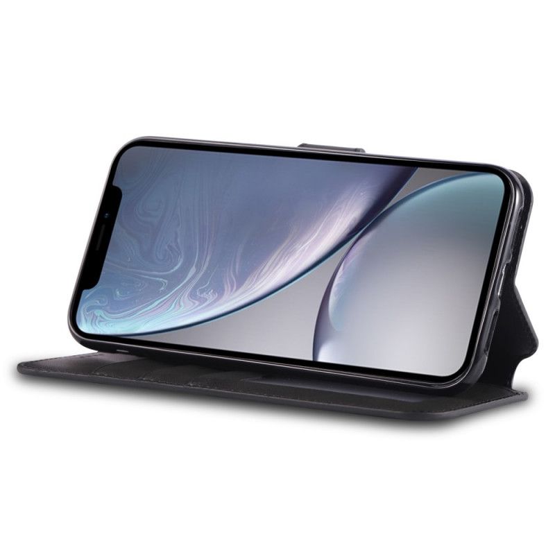 Folio Deksel for iPhone XR Svart Læreffekt Azns