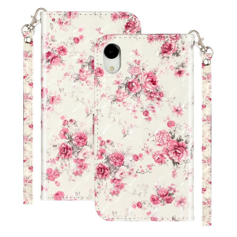 Folio Deksel iPhone XR Blomster Lys Flekker Med Stropp Beskyttelse