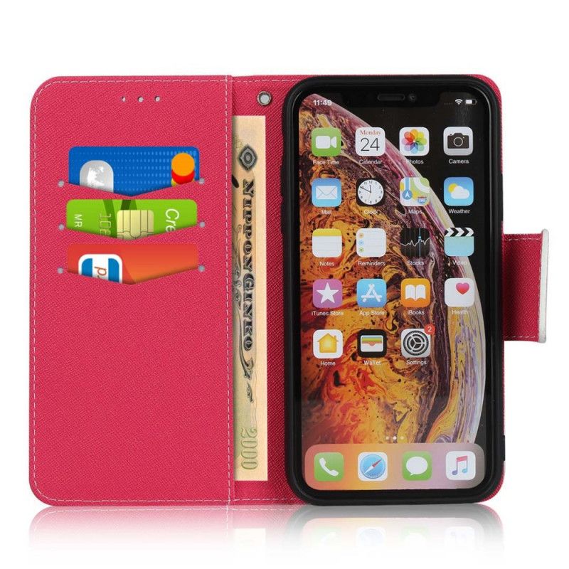 Folio Deksel iPhone XR Magenta Stropper