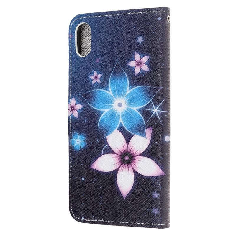 Folio Deksel iPhone XR Måneblomster Med Tanga