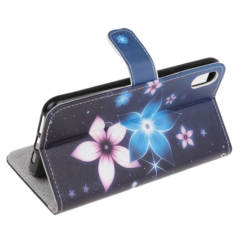 Folio Deksel iPhone XR Måneblomster Med Tanga