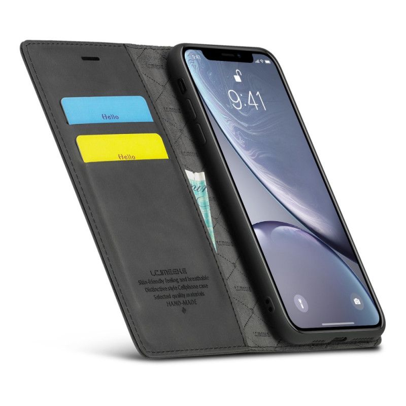 Folio Deksel iPhone XR Svart Mobildeksel Lc.Imeeke Skinneffekt