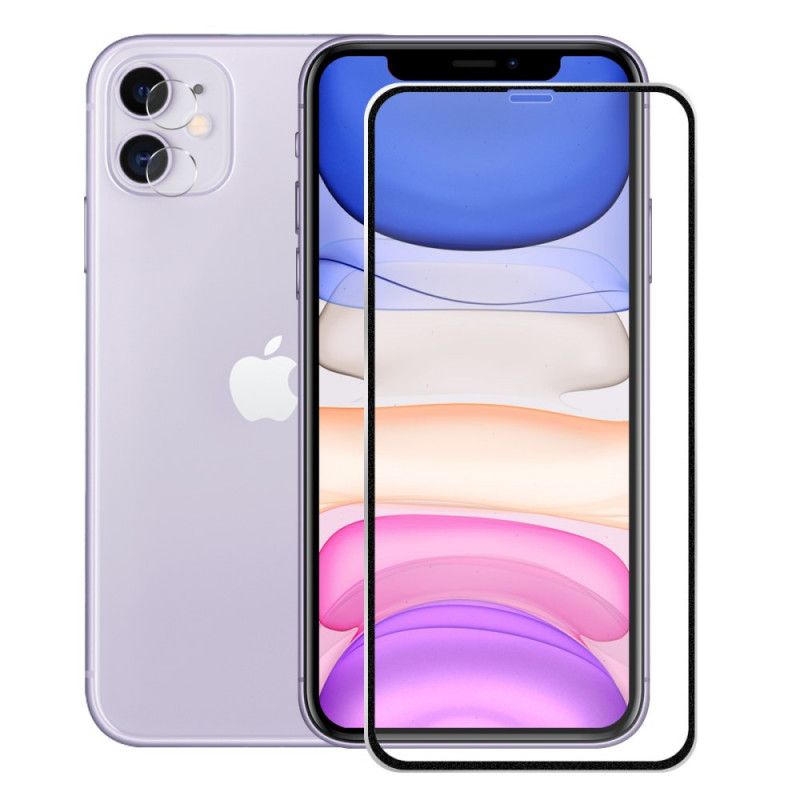 Herdet Glasssett For iPhone XR Svart Hatprinseskjerm Og Linse