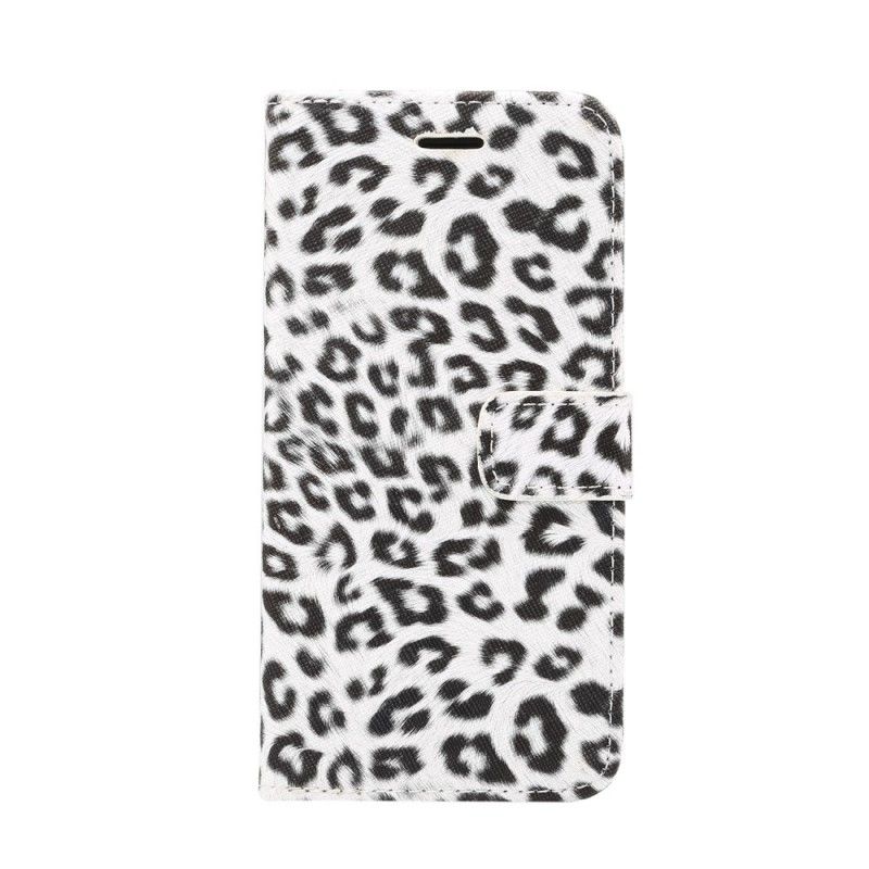 Lærdeksel Folio Deksel iPhone XR Hvit Leopard